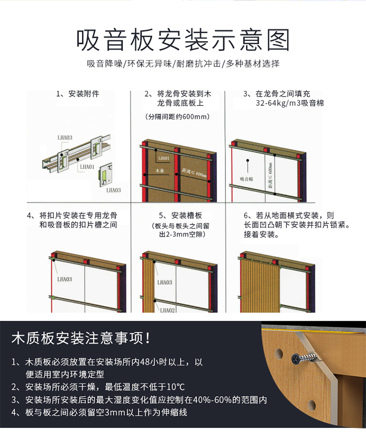 環保槽木吸音板安裝方法